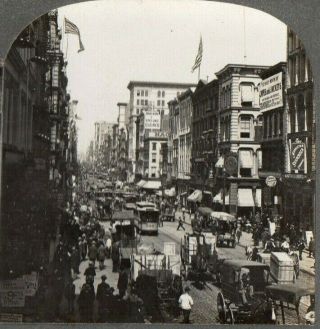 Looking Down Broadway,  York City.  Stereoview Photo
