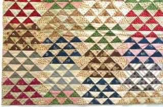 Antique 19th Century Hand Stitched Triangle Pieced Quilt 79x77 w/ another inside 3