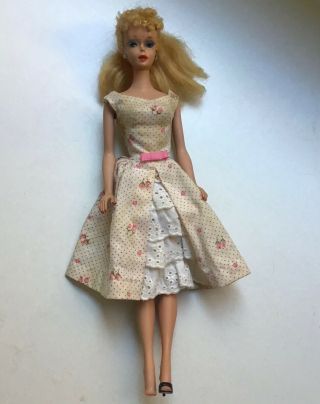 Vintage Barbie 1960 4 Blonde Ponytail / Garden Party Dress