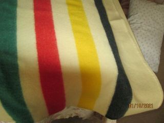 Vintage Hudson Bay Wool Striped Blanket 8 Stripes 70 x 90 3