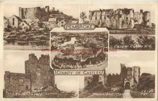Wales Pembroke County Of Castles Multiview 1959 Vintage Postcard 12.  12