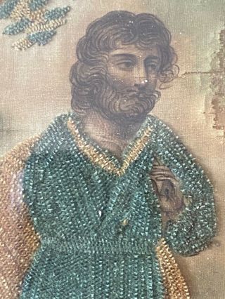 18th Century Silk Needlework Embroidery Textile Jesus Eglomise Gilt Frame 3