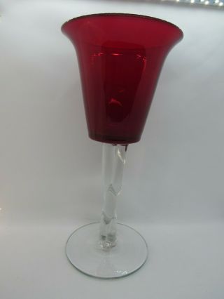 Vintage 1960 Blenko - Regal,  Wayne Husted Ruby Red Glass Goblet 5 - Re Rare Mcm