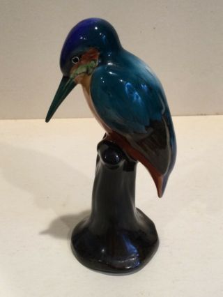 Vintage Tuscan China Porcelain Figurine Of Kingfisher Bird,  England,  Circa 1950