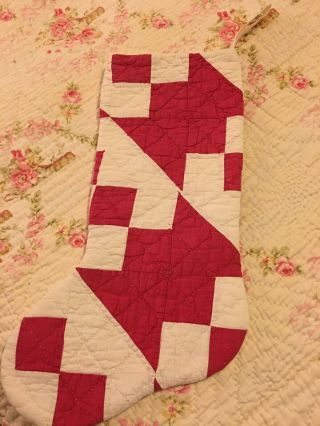 Antique Patchwork Quilt Christmas Stocking Vintage Christmad Fully Lined