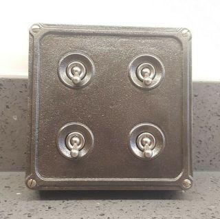 Britmac Vintage Industrial Factory Quad Light Switch Four 4 Gang Salvaged Retro