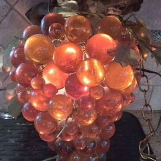 Vintage Lucite Acrylic Grape Cluster Hanging Swag Light Large,