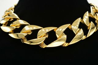 Givenchy Signed Vintage Chunky Necklace Gold Square Linked Chain Runway Bina