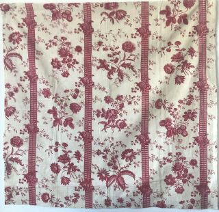 Antique Rare 18th Cent.  French Floral Toile Printed Fabric (3027)