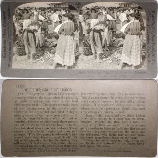 Keystone Stereoview Fishwives Of Lisbon,  Portugal From Rare 1200 Card Set 499
