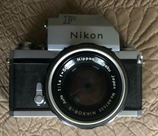 Vintage Nikon F 6765863 Body W/ Nippon Kogaku No.  487633 50mm Lense And L1b 52mm