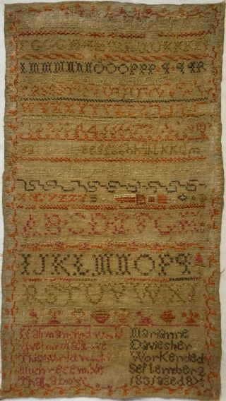 Early 19th Century Alphabet & Verse Sampler By Marianne Davies Aged 8 - 1831