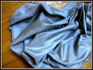 Antique French Edwardian Pure Silk Taffeta Fabric Pc Silvery Gray Gown Salvage