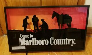 Marlboro Cigarettes Light Up Bar Sign Tobacco Advertising - Vintage - 1995