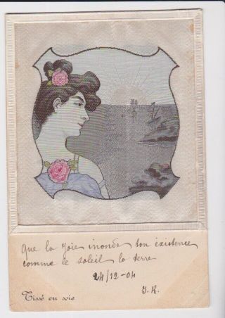 Stevengraph Silk Picture Postcard Neyret Freres Art Nouveau Nf 1 Rare