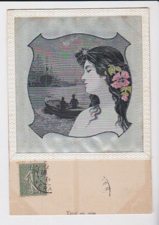 Stevengraph Silk Picture Postcard Neyret Freres Art Nouveau Nf 3 Rare