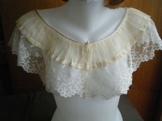 Antique19c Bertha Shoulders Collar Combo Hm Design Valenciennes Lace & Silk