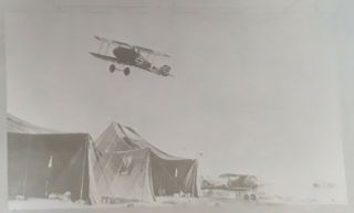 German Wwi Bi - Plane Flying Over Tents.  Vintage Photo Negative (acetate)