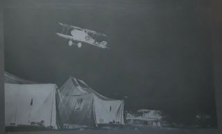 German WWI Bi - plane flying over tents.  Vintage Photo Negative (acetate) 3