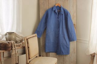 Vintage French Peasant Bleu De Travail Work Chore Wear Denim Blue Jacket Coat