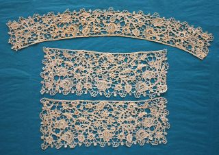 Antique 19th Century Venetian Style Needle Lace Collar And Cuffs