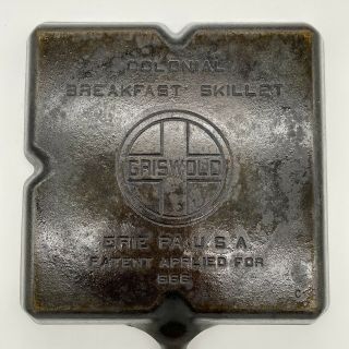 Vintage GRISWOLD Cast Iron Colonial Breakfast Skillet 666 2