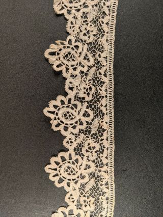 Handmade 19th C Honiton Lace Edging Trim W Floral Patterns