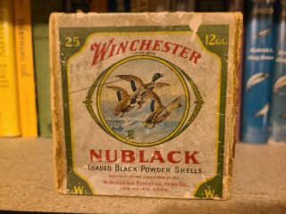 Vintage Winchester Nublack 12 Gauge Paper Shot Shells 2 Two Piece Empty Box