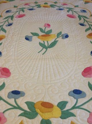 Vintage Floral Appliqué Quilt Made From A Kit