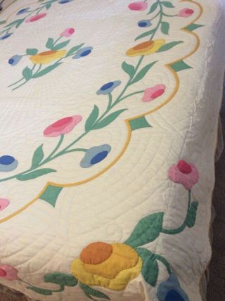 Vintage Floral Appliqué Quilt Made From A Kit 3