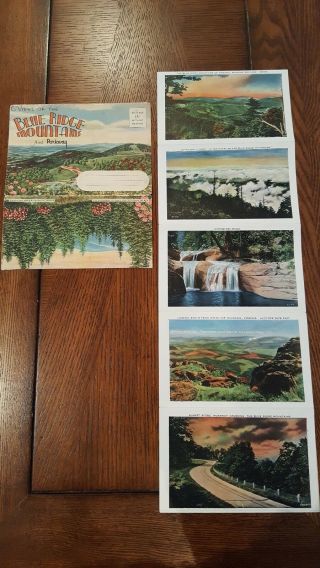 Vintage Postcard Folder Blue Ridge Mountains And Parkway - Detached