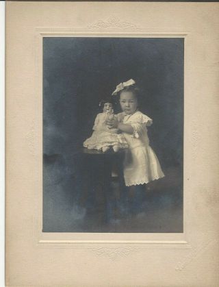 Cabinet Photograph Of Young Girl With Doll Baby