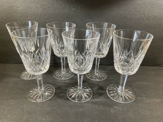 Set Of 6 Vintage Waterford Crystal Lismore Water Wine Goblets Glasses 6 7/8