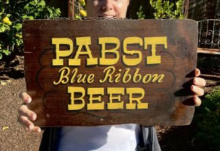 Vintage Pabst Blue Ribbon Beer Wood Sign (like Shakey’s,  Etc. )
