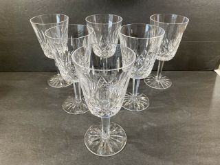 Set Of 6 Vintage Waterford Crystal Lismore Water Wine Goblets Glasses 6 1/2