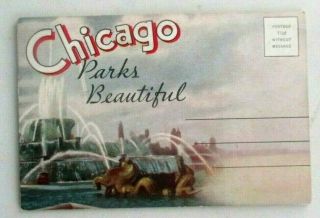 Vintage 1940s Chrome Souvenir Folder Of " Chicago Parks "