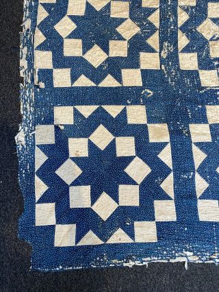 Antique Indigo Quilt Cutter Project Early 19th Century Calico Fabric Star 2