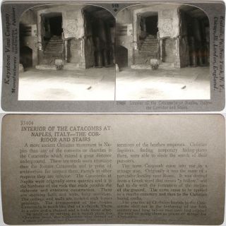 Keystone Stereoview The Catacombs At Naples,  Italy From Rare 1200 Card Set 548