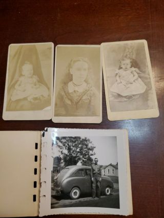 Antique Cdv Cabinet Photos Baby Young Woman Vintage Car St Louis Mo Sepia