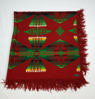 Pendleton Fringe Blanket Native Aztec Wool Copyright 1921