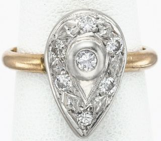 Vintage 14k White & Yellow Gold Diamond Pear Shape Band Ring 4g Sz 4.  25 H/i Vs - 2