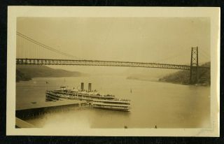 Vintage Photo Steamship Docked Beneath San Francisco Area Bridge Candid 1930 