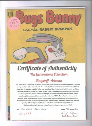 Four Color 432 Bugs Bunny 28 (warner Bros) Dell Comics Fn,  {generations}