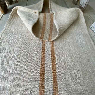 Organic Fabric Hemp Antique French Grainsack Linen Heavy Twill Caramel