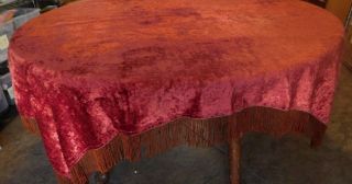 Antique Victorian Red Velvet Lap Sleigh Buggy Blanket With Fringe