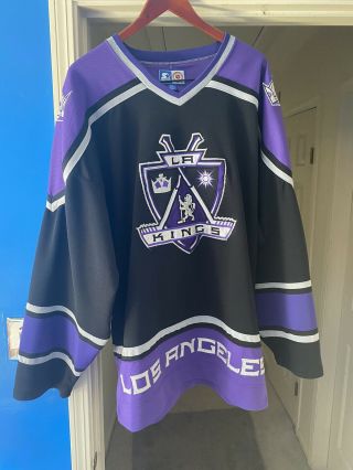 Vintage Starter Nhl Los Angeles Kings Jersey La Hockey Vtg Black Purple 90s