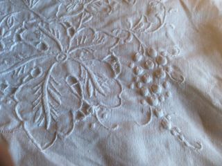 Vintage French Very Decorative Hand Embroidered Large Tablecloth