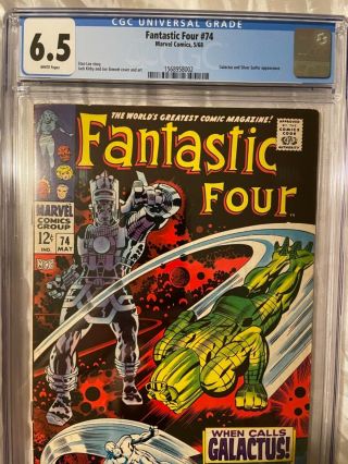 Fantastic Four 74 Cgc 6.  5 Vintage Galactus Silver Surfer 1968 Marvel