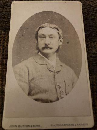 Victorian Cdv Photo Man With Sideburns & Moustache - Leicester C.  1870s