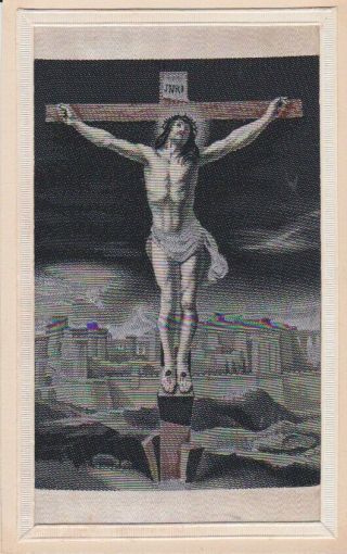 Stevengraph Neyret Freres Silk Postcard Art Nouveau Christ On The Cross